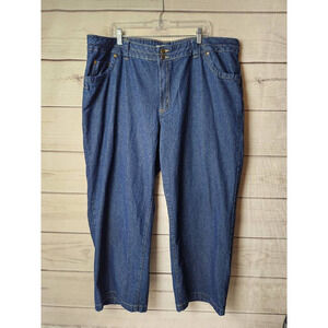 Woman Within Womens Cropped Jeans Blue Pockets Medium Wash High Rise Petites 24W